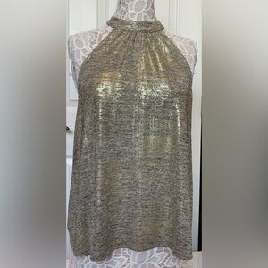 Anthropology Sunday in Brooklyn Gold Halter Sleeveless Blouse Large